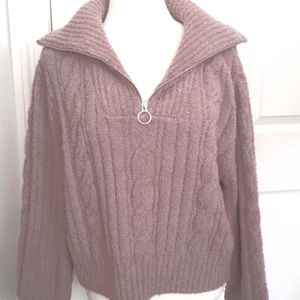 NWT Jessica Simpson Fuzzy Mixed Knit Oversized Cropped Sweater Size Large